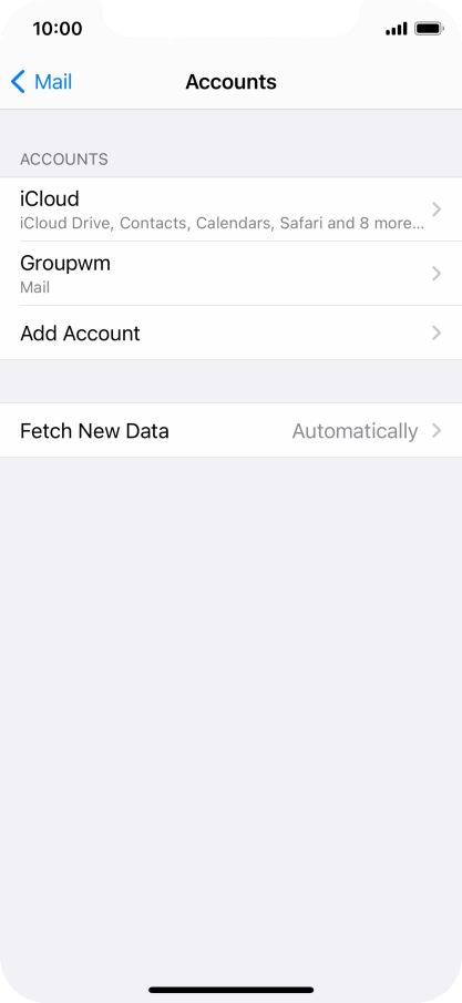 Press the name of the email account you've just set up.