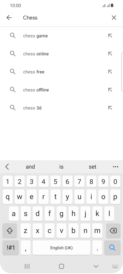 Key in the name or subject of the required app and press the search icon.