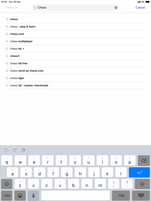 Key in the name or subject of the required app and press enter.
