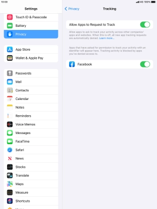 Press Allow Apps to Request to Track to turn the function on or off.