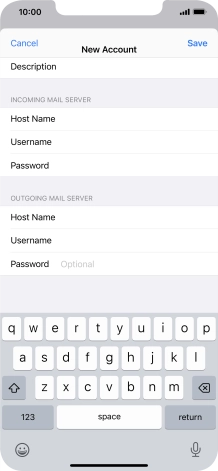 Press Password and key in the password for your email account. Please note that if you're using Vodafone's outgoing server, leave the password field empty.
