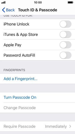 Press Turn Passcode On and key in a phone lock code of your own choice twice.