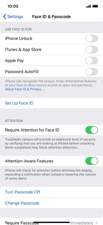 Press Turn Passcode Off and key in the phone lock code.