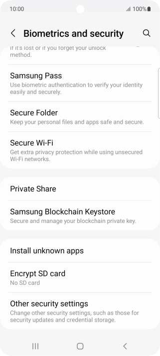 Press Other security settings.