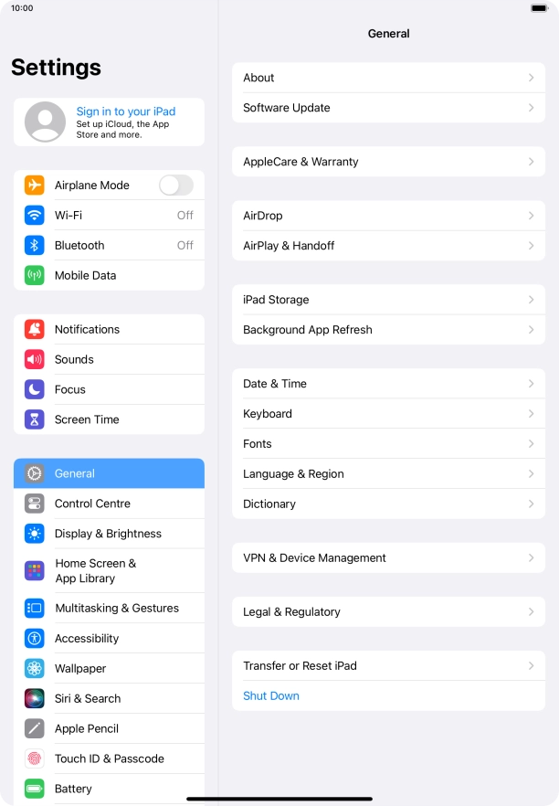 Press Sign in to your iPad.
