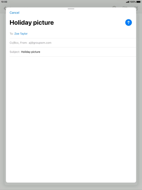Press the text input field and write the text for your email message.