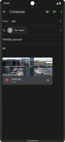 Press the send icon when you've finished your email message.