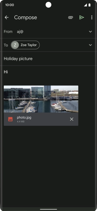 Press the send icon when you've finished your email message.