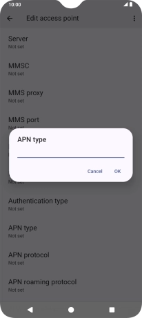 Key in default and press OK.