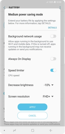 Press APPLY to turn on the function.