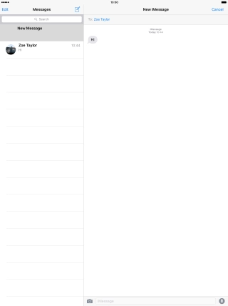 Press the text input field and write the text for your iMessage.