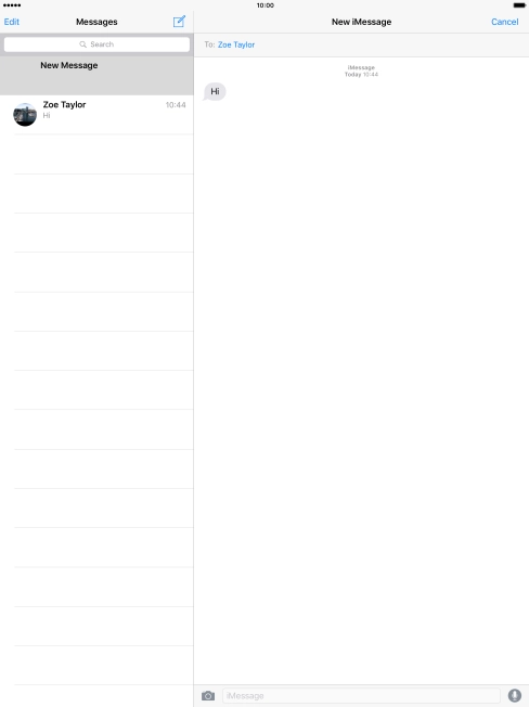 Press the text input field and write the text for your iMessage.