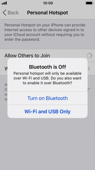 If Wi-Fi is turned on, press Wi-Fi and USB Only.