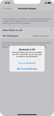 If Wi-Fi is turned on, press Wi-Fi and USB Only.