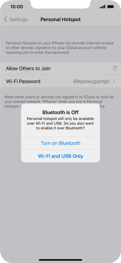 If Wi-Fi is turned on, press Wi-Fi and USB Only.