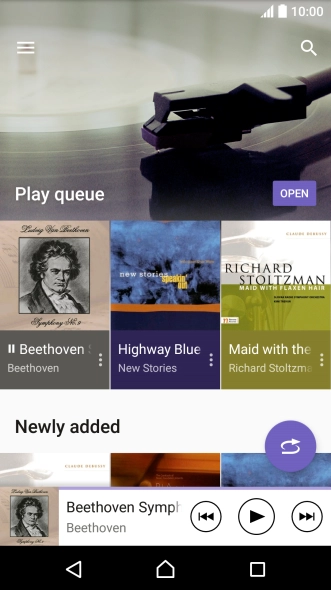 Slide your finger right starting from the left side of the screen.