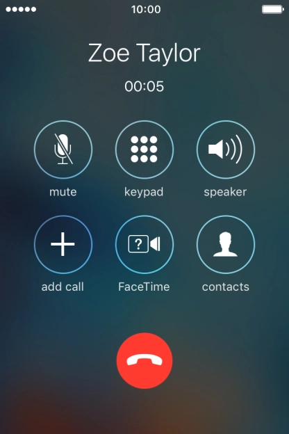 Press the end call icon to end the call and return to the home screen.