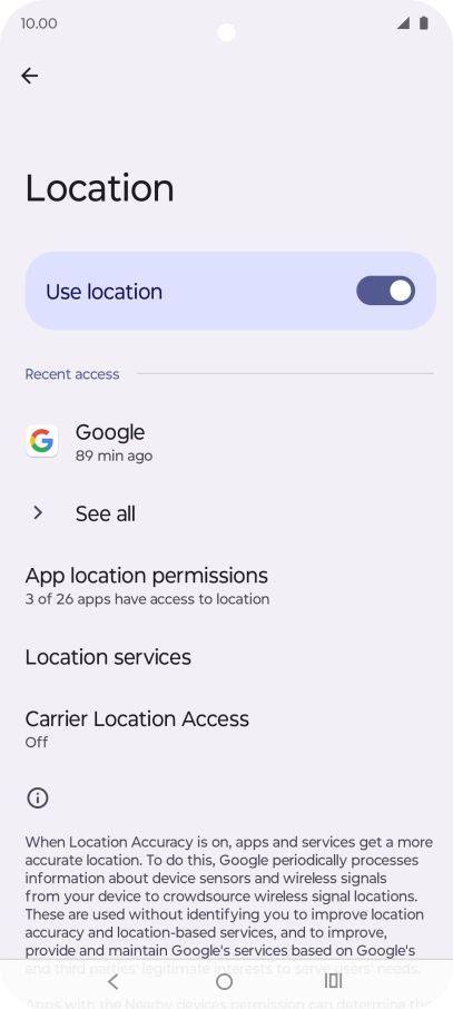 Press App location permissions.