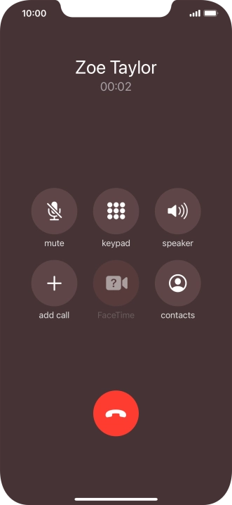 Press the end call icon to end the call.