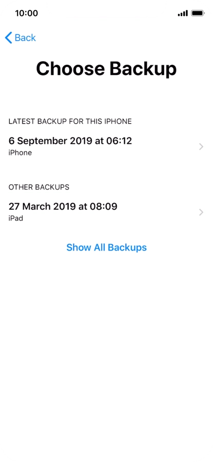 Press the required backup and your phone restores the content of the selected backup. Subsequently, follow the instructions on the screen to set up your phone and prepare it for use.