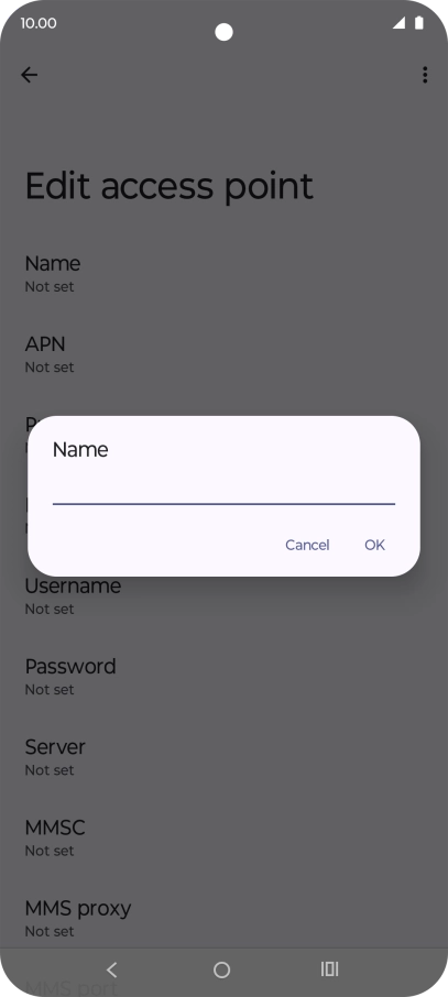 Key in Vodafone Internet and press OK.