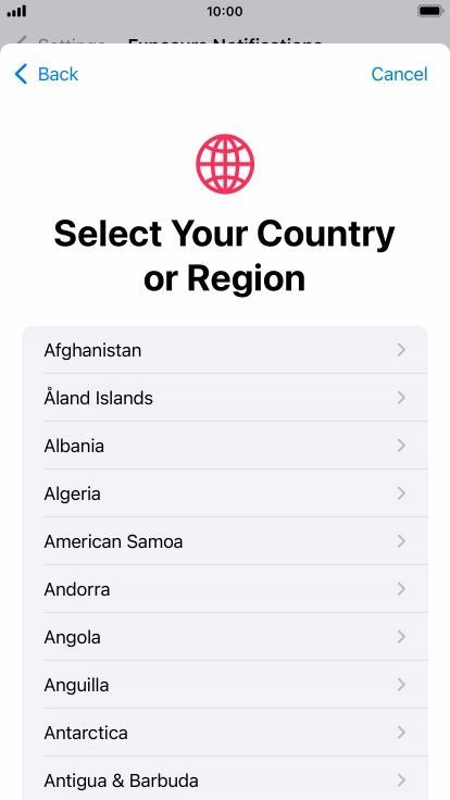 Press the required country.