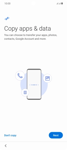 You can transfer the contents of another phone to your phone when it's activated for the first time and after a factory reset. When this screen is displayed, your phone is ready to transfer contents from another phone.