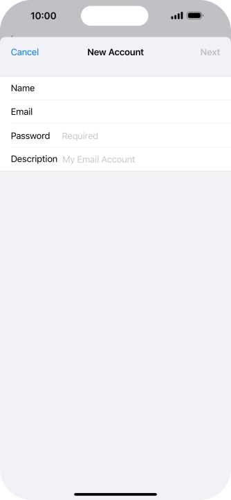 Press Password and key in the password for your email account.