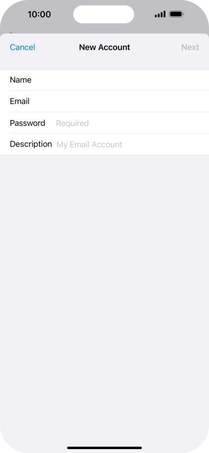 Press Password and key in the password for your email account.