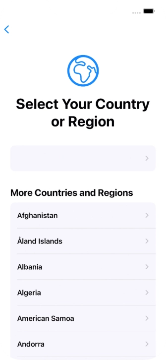 Press the required country or area.