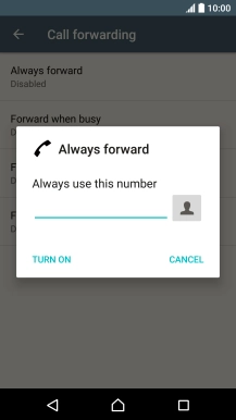 Key in +61414121121 and press TURN ON.