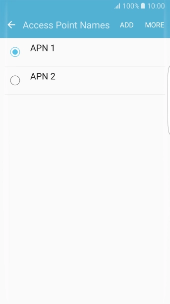 Press the field next to the data connection to activate it.