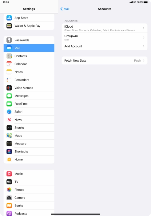 Press the name of the email account you've just set up.