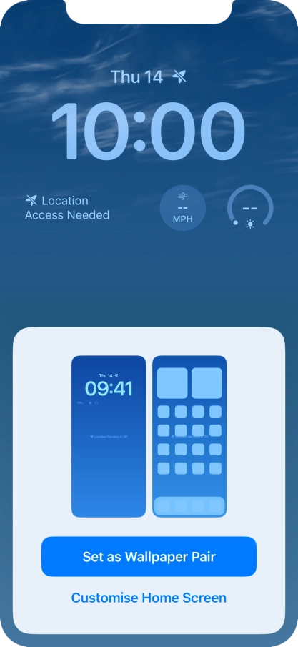 To use the same colour theme on the home screen, press Set as Wallpaper Pair.