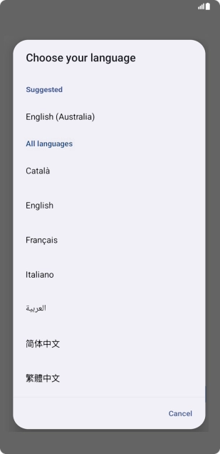 Press the required language.