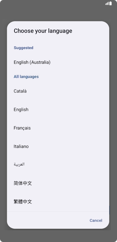 Press the required language.