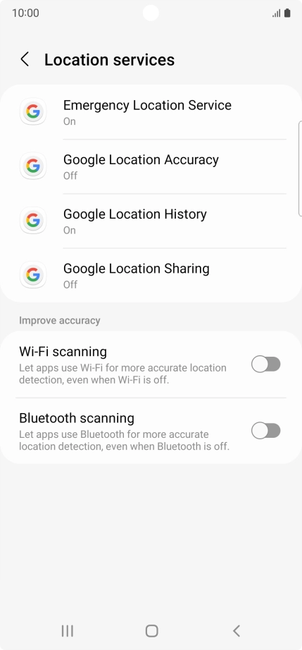 Press Google Location Accuracy.