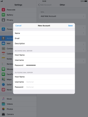 Press Username and key in the username for your email account. Please note that if you're using Vodafone's outgoing server, leave the username field empty.