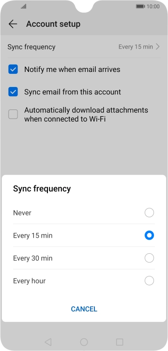 Press the required setting.