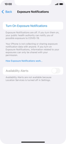 Press Turn On Exposure Notifications.