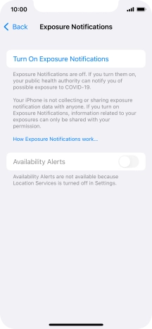 Press Turn On Exposure Notifications.