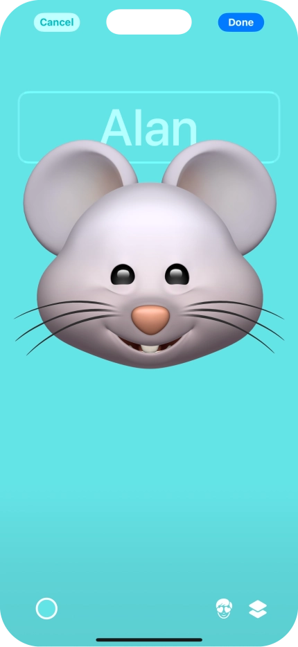 Press the name field and follow the instructions on the screen to select the required font and colour for your name on the Contact Poster.