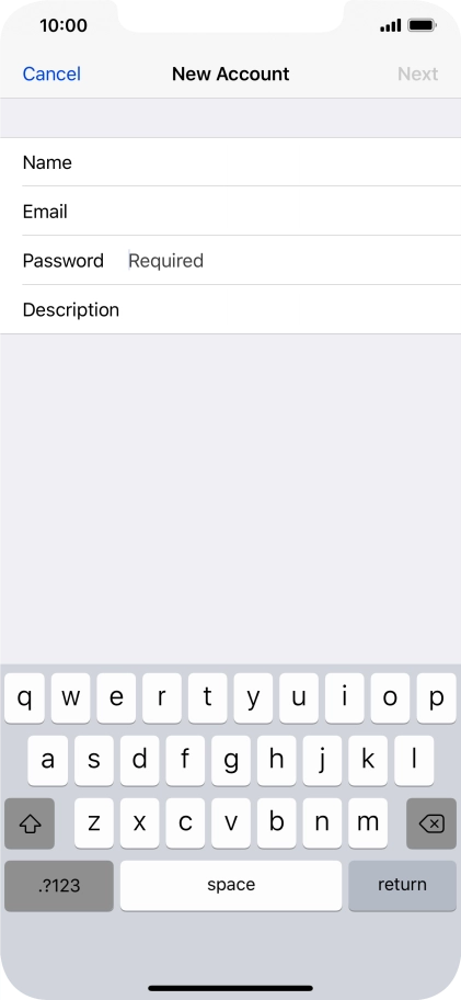 Press Password and key in the password for your email account.