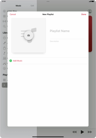 Press the text input field and key in a name for the playlist.