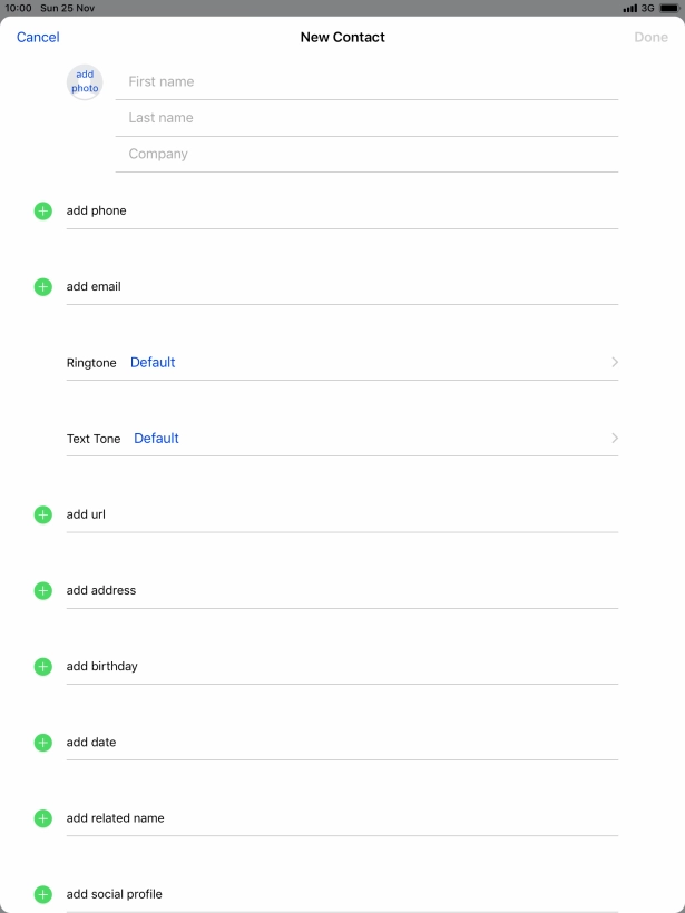Press First name and key in the first name.