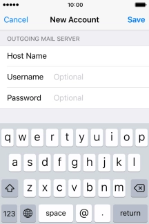 Press Username and key in the username for your email account.