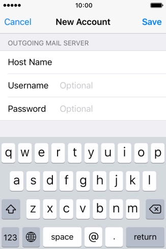 Press Username and key in the username for your email account.