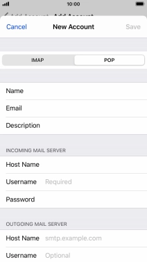 Press Username and key in the username for your email account.