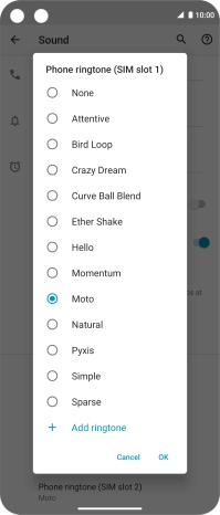 Press Add ringtone and go to the required ring tone.