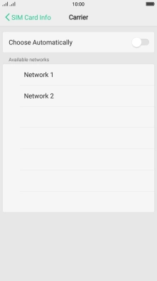 If you want to select a network automatically, press the indicator next to 